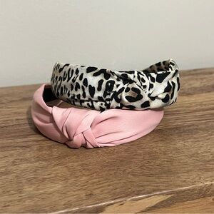 Leopard and Pink Knotted Headband Set
